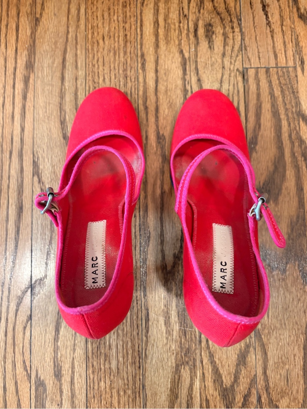❤️Marc Jacobs Red Mary Jane Canvas Heels💙 - Picture 6 of 10